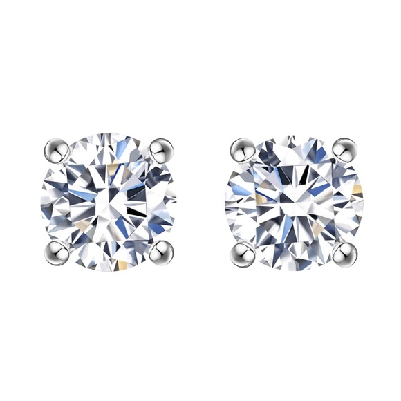 NWT | Certified | 4 Carat Moissanite Diamond Stud Earrings | 925 Sterling Silver - Picture 1 of 5